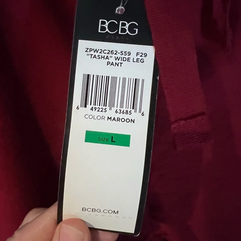 BCBG Wide Leg Maroon Drawstring Pants - Picture 4 of 4